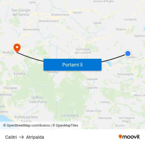 Calitri to Atripalda map