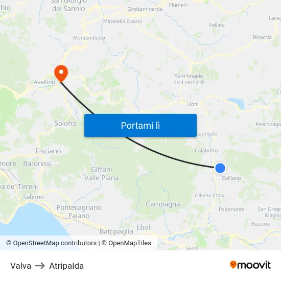 Valva to Atripalda map