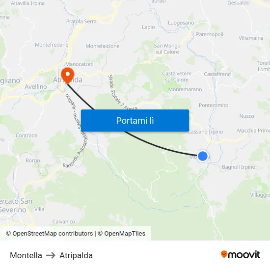 Montella to Atripalda map
