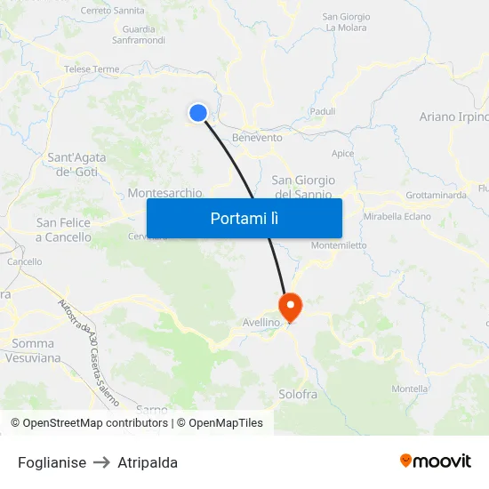 Foglianise to Atripalda map