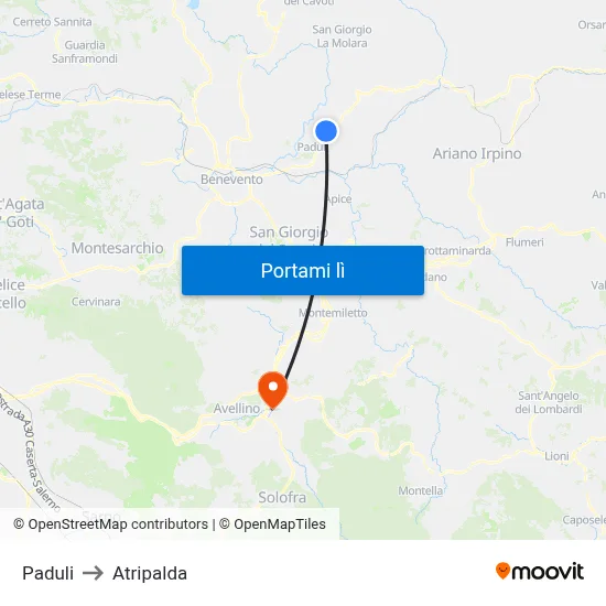 Paduli to Atripalda map