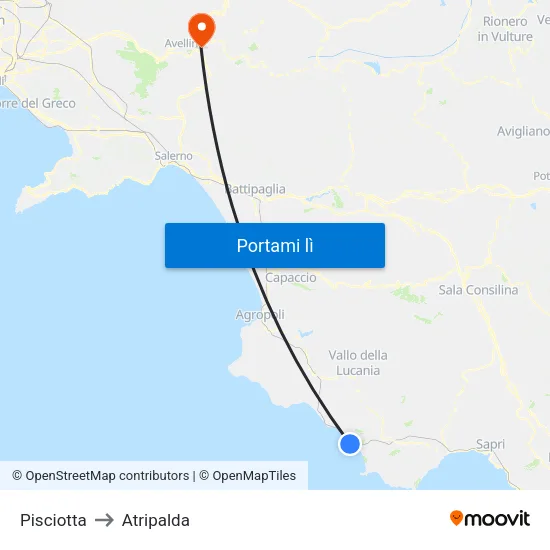 Pisciotta to Atripalda map