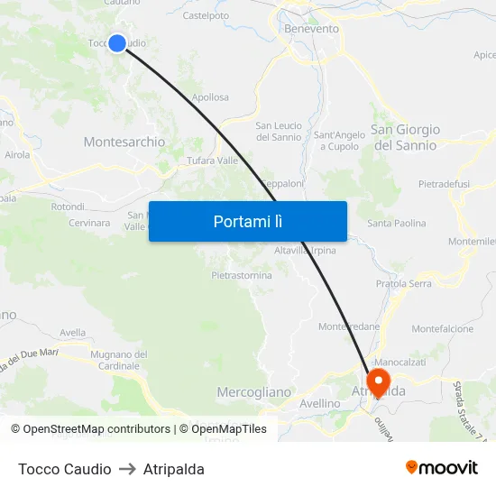 Tocco Caudio to Atripalda map