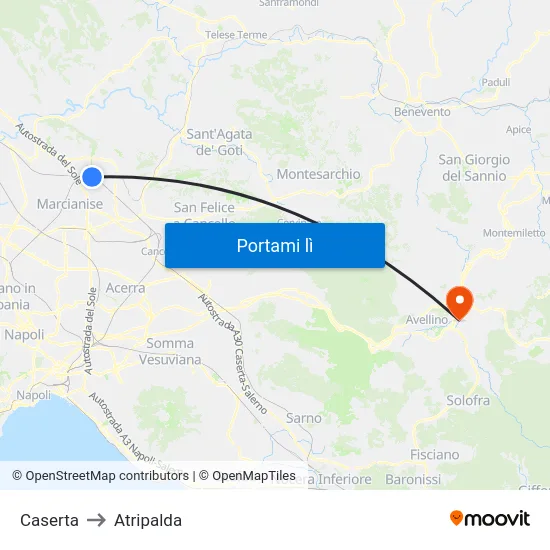 Caserta to Atripalda map