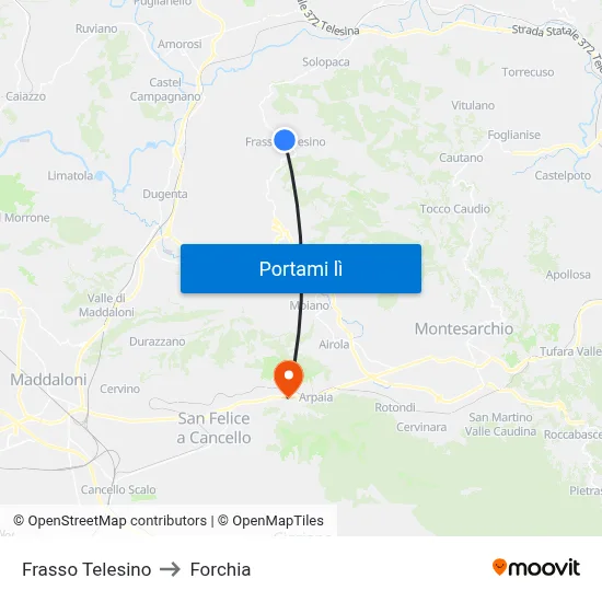 Frasso Telesino to Forchia map