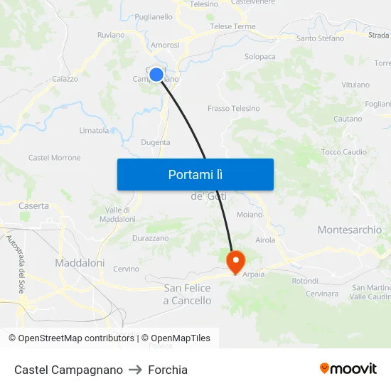 Castel Campagnano to Forchia map