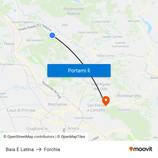 Baia E Latina to Forchia map