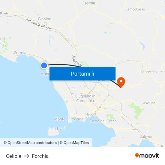 Cellole to Forchia map