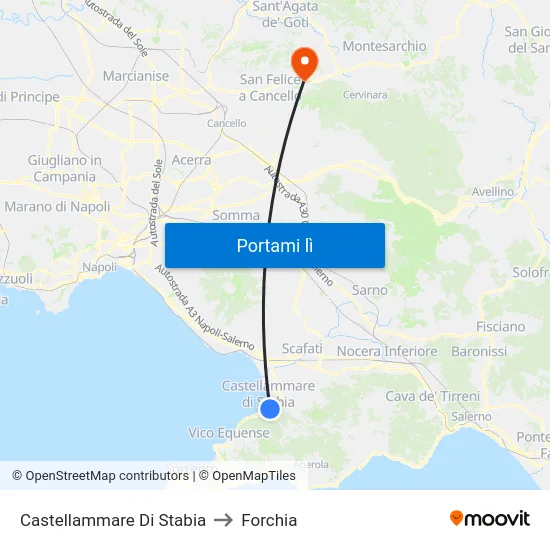 Castellammare Di Stabia to Forchia map