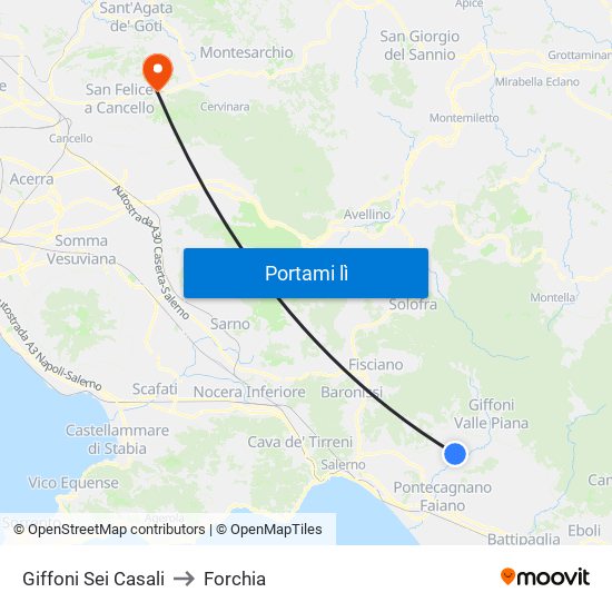 Giffoni Sei Casali to Forchia map