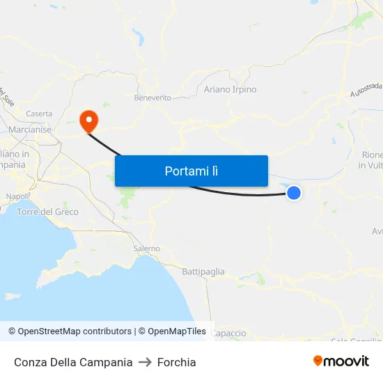 Conza Della Campania to Forchia map