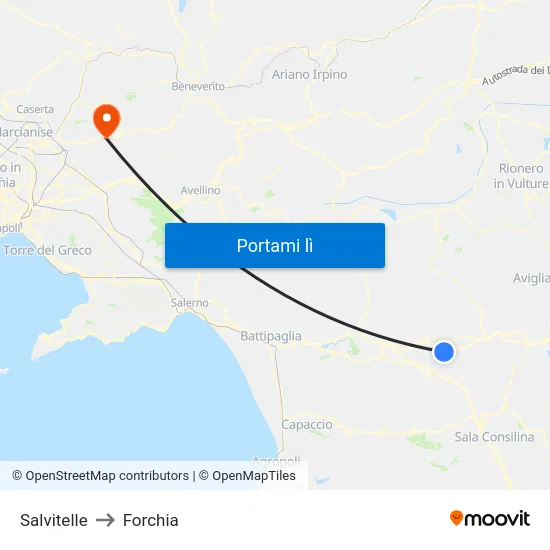 Salvitelle to Forchia map