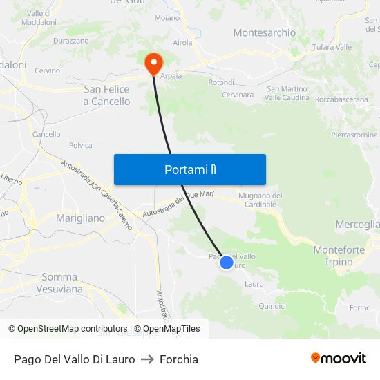 Pago Del Vallo Di Lauro to Forchia map