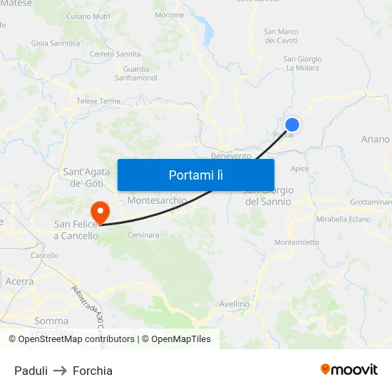 Paduli to Forchia map