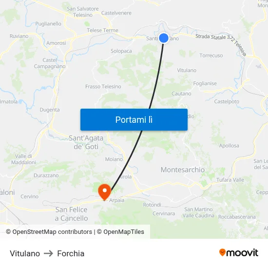 Vitulano to Forchia map