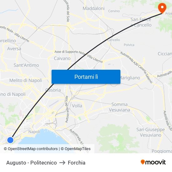 Augusto - Politecnico to Forchia map