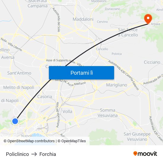 Policlinico to Forchia map