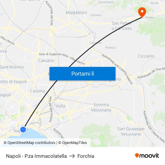 Napoli - P.za Immacolatella to Forchia map