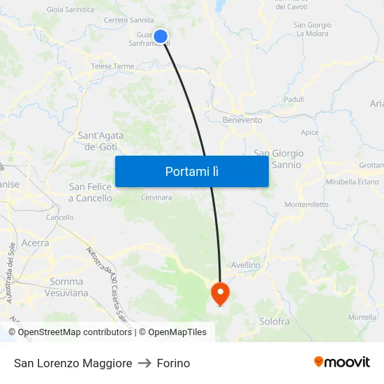 San Lorenzo Maggiore to Forino map