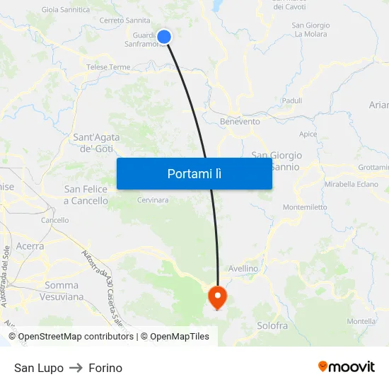 San Lupo to Forino map