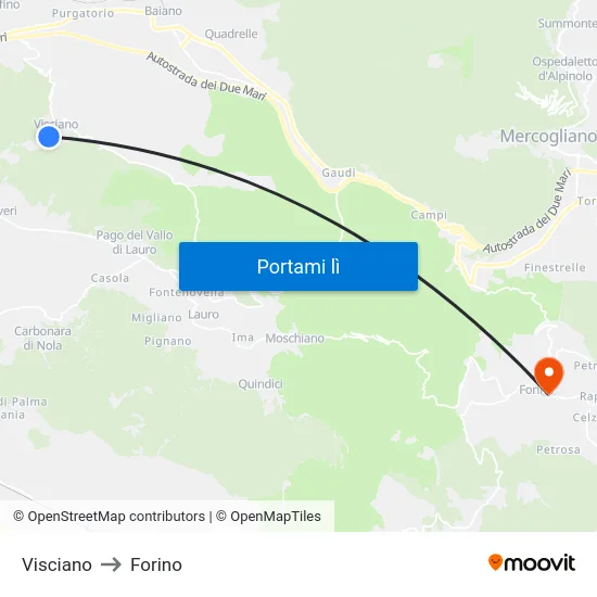 Visciano to Forino map