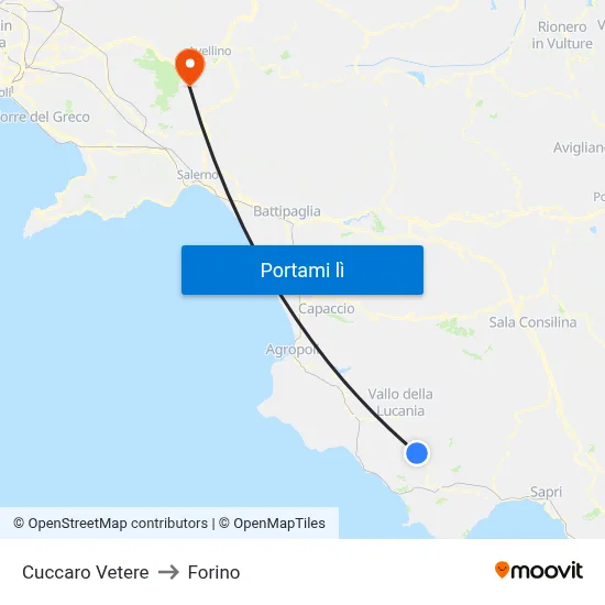 Cuccaro Vetere to Forino map