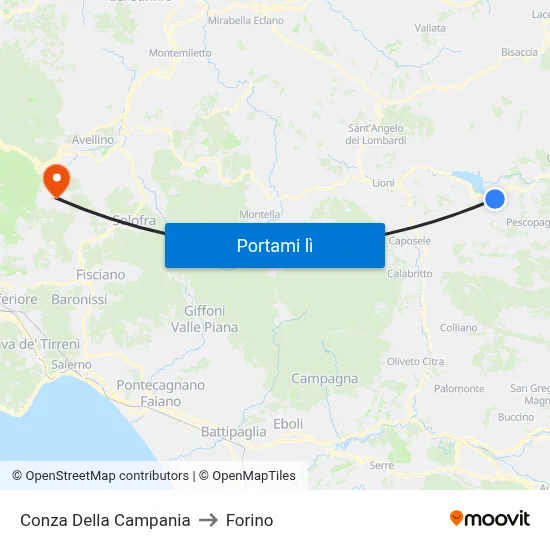 Conza Della Campania to Forino map