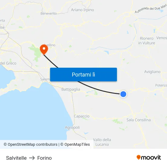 Salvitelle to Forino map