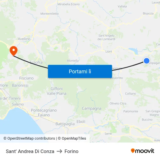 Sant' Andrea Di Conza to Forino map
