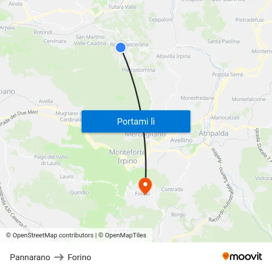 Pannarano to Forino map