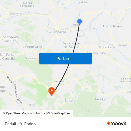 Paduli to Forino map