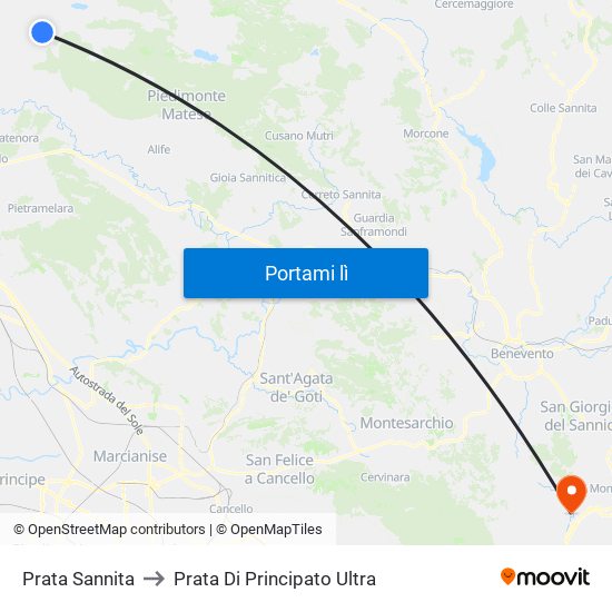 Prata Sannita to Prata Di Principato Ultra map