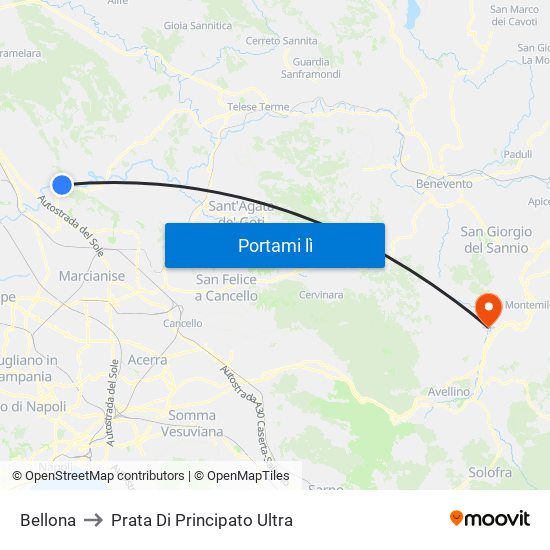 Bellona to Prata Di Principato Ultra map