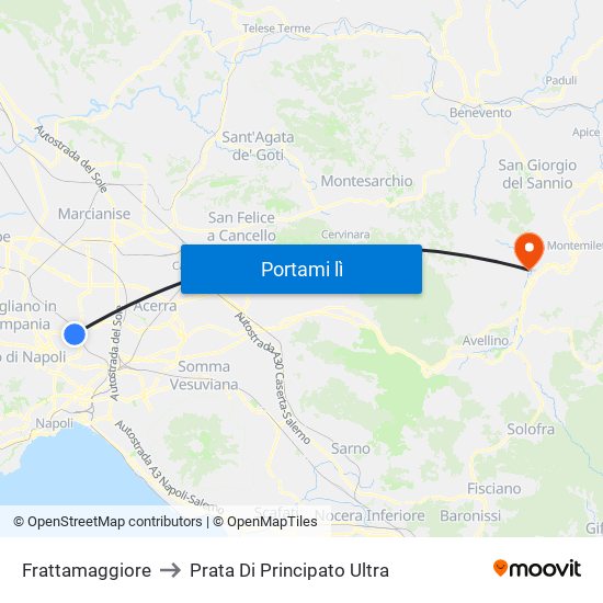 Frattamaggiore to Prata Di Principato Ultra map