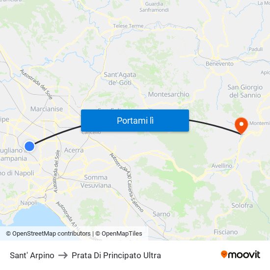 Sant' Arpino to Prata Di Principato Ultra map