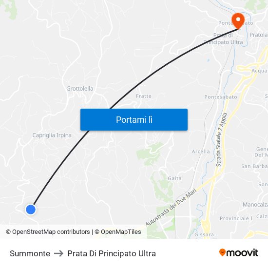 Summonte to Prata Di Principato Ultra map