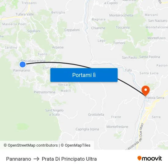 Pannarano to Prata Di Principato Ultra map