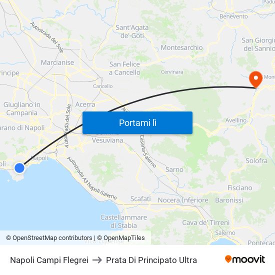 Napoli Campi Flegrei to Prata Di Principato Ultra map