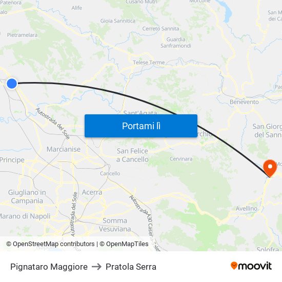 Pignataro Maggiore to Pratola Serra map