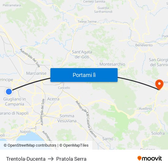 Trentola-Ducenta to Pratola Serra map