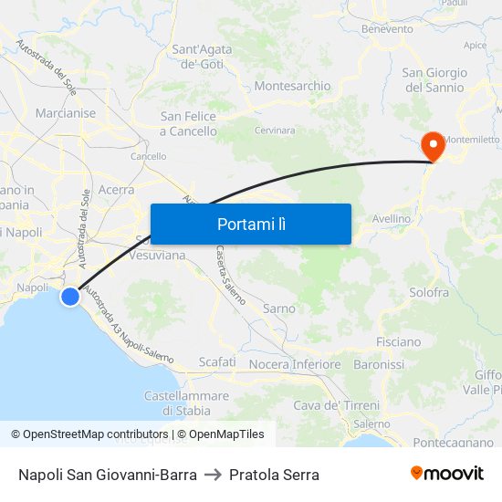 Napoli San Giovanni-Barra to Pratola Serra map