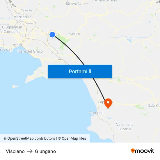 Visciano to Giungano map