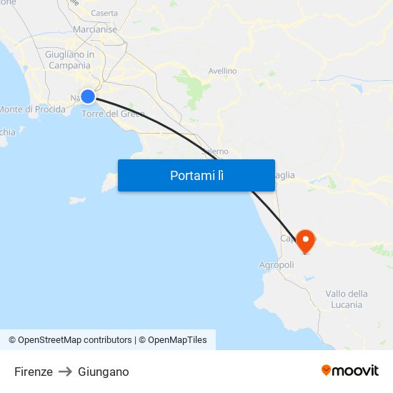 Firenze to Giungano map