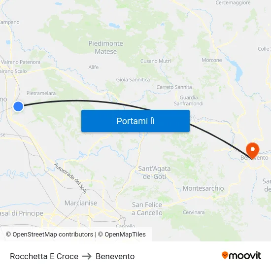 Rocchetta E Croce to Benevento map