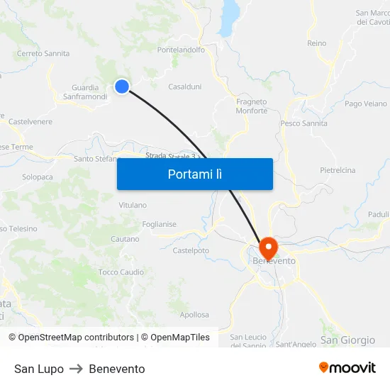 San Lupo to Benevento map