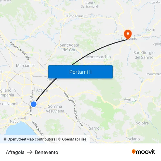 Afragola to Benevento map