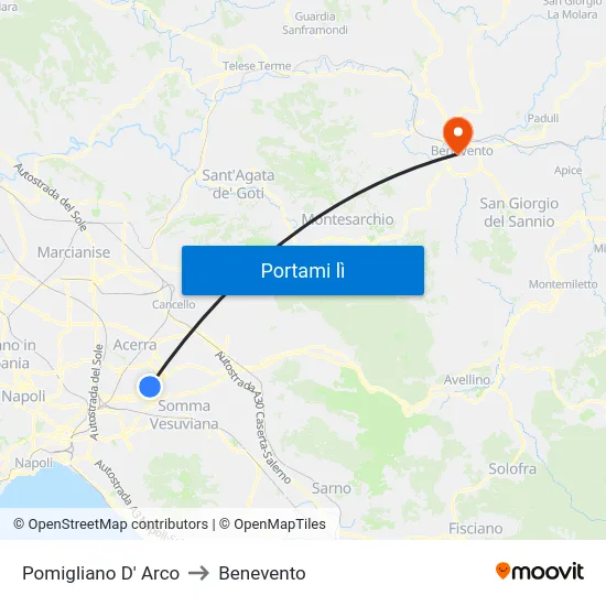 Pomigliano D' Arco to Benevento map