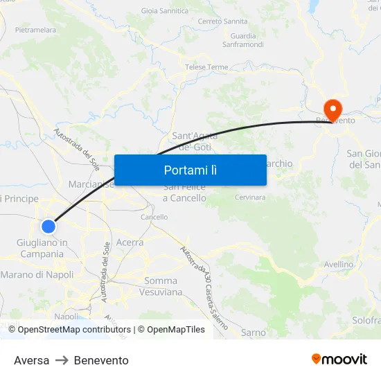 Aversa to Benevento map