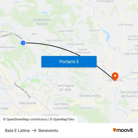 Baia E Latina to Benevento map