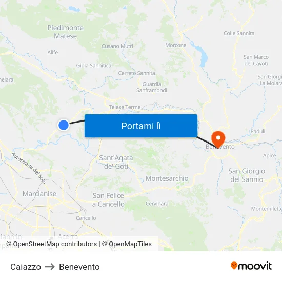 Caiazzo to Benevento map